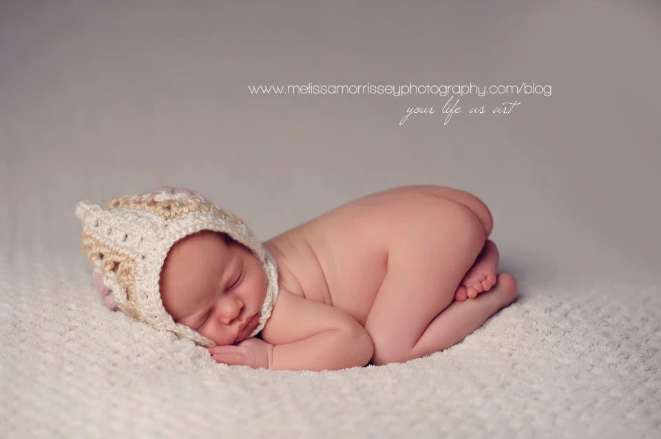 Newborn Bonnet: Newborn Photo Prop - Vintage Inspired Crochet Hat, Pixie Hat, Boy & Girl Photography Props