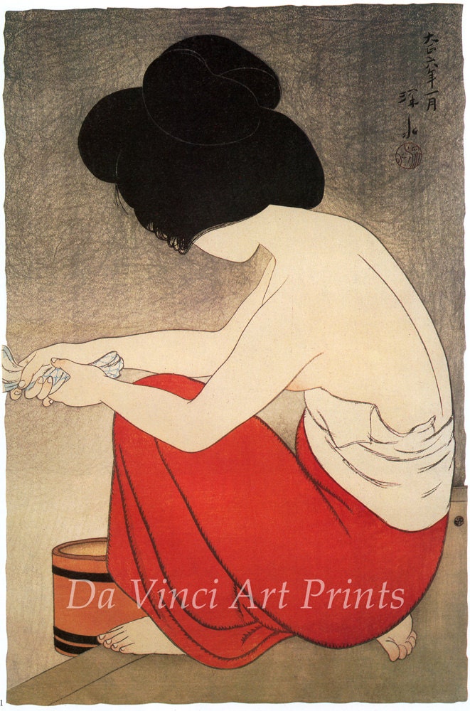 Japanese Art. Fine Art Reproduction. Woman at Bath, 1917. Shinsui Ito (1898-1972). Fine Art Print