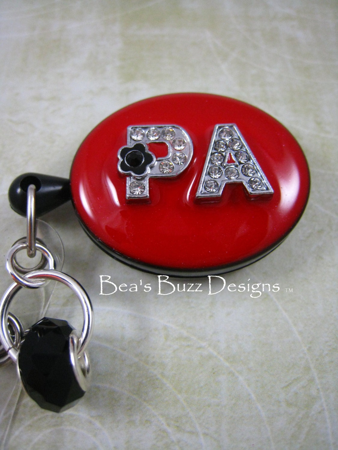 LUCKY PA - Retractable Badge Reel - Physician - Designer Badge Holder - Rhinestone Id - Nurse Jewelry - Badge Clip - Id Holder