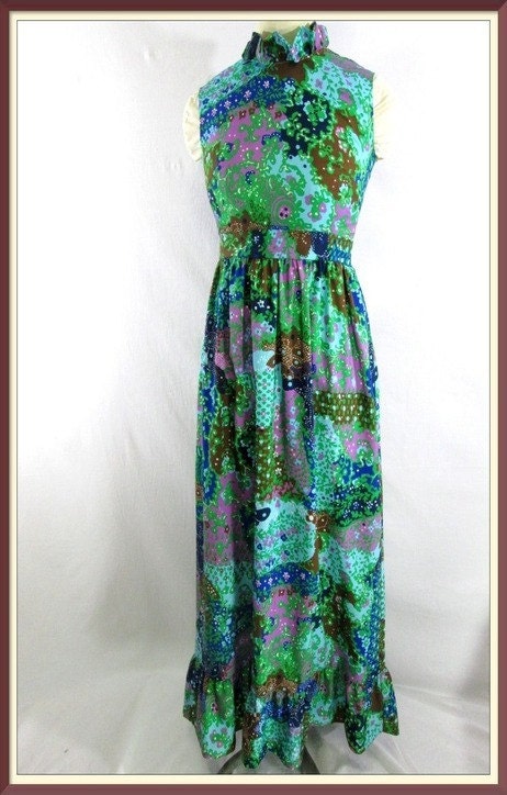 Vintage Maxi Dress Andrea Gayle Label Mod Retro Boho