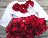 Valentines Rosette Ruffle Bloomer SET Baby Ruffle Diaper Cover Girl Outfit Red Rosettes Bling Lace Newborn Toddler Rose Bella Baby Blu 6255