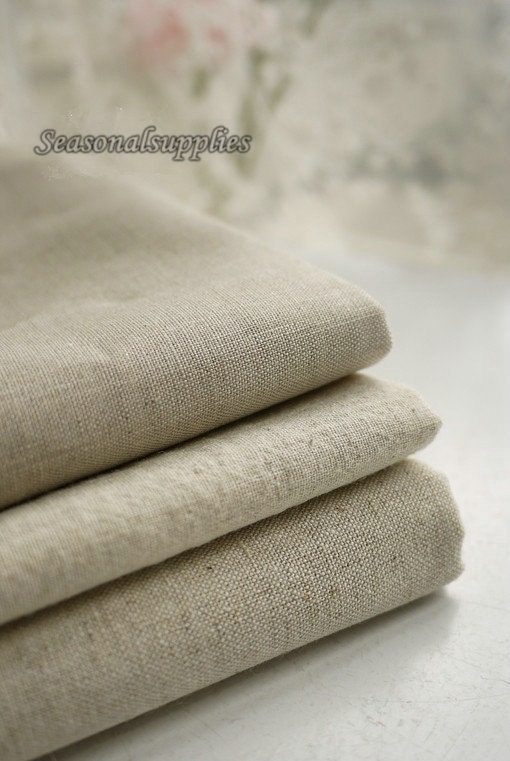 Natural Beige Linen Flax Fabric/ Linen/ Natural Fabric/ Upholstery/ Native Cotton Linen- 1/2 yard (QT127)