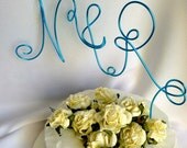 Turquoise Wedding Cake Topper, Personalized Wedding Topper, All Letters With Ampersand
