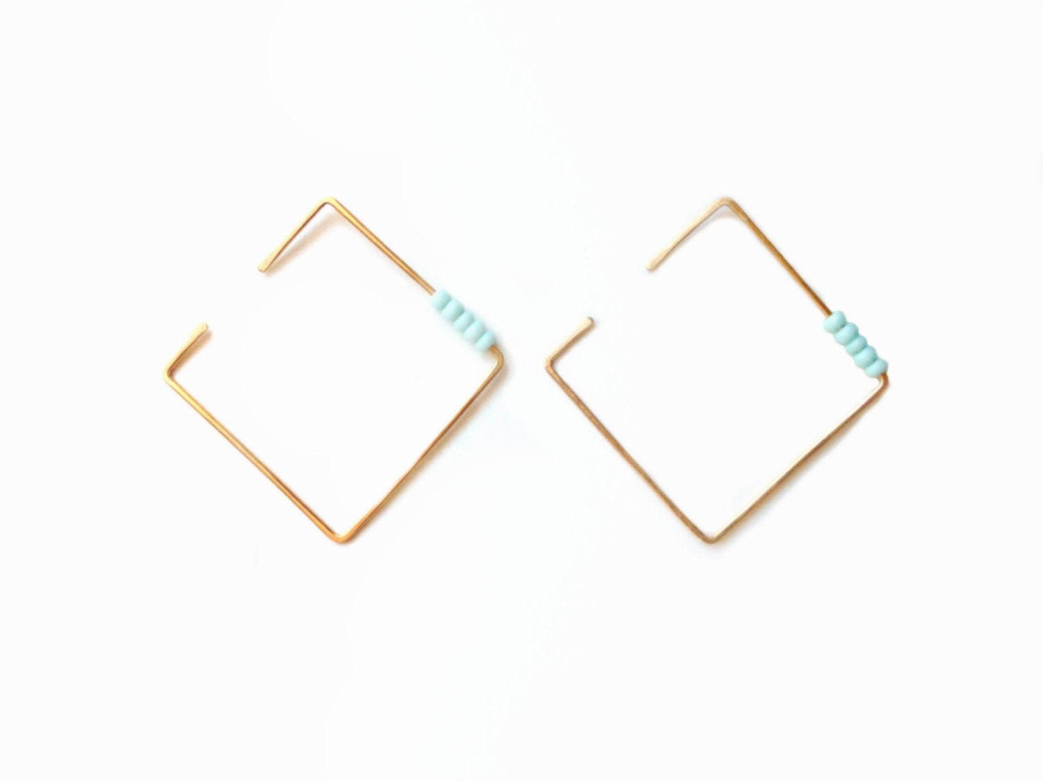 beaded square geometric hoops