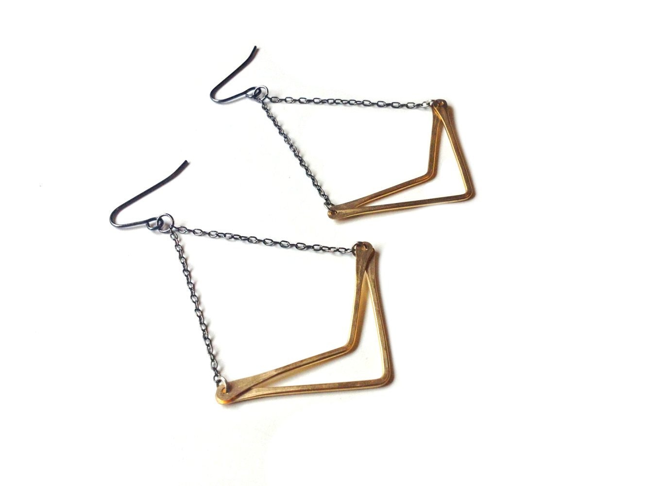 double chevron drop earrings