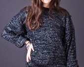 80s Vintage Metallic Sweater in Black & Silver