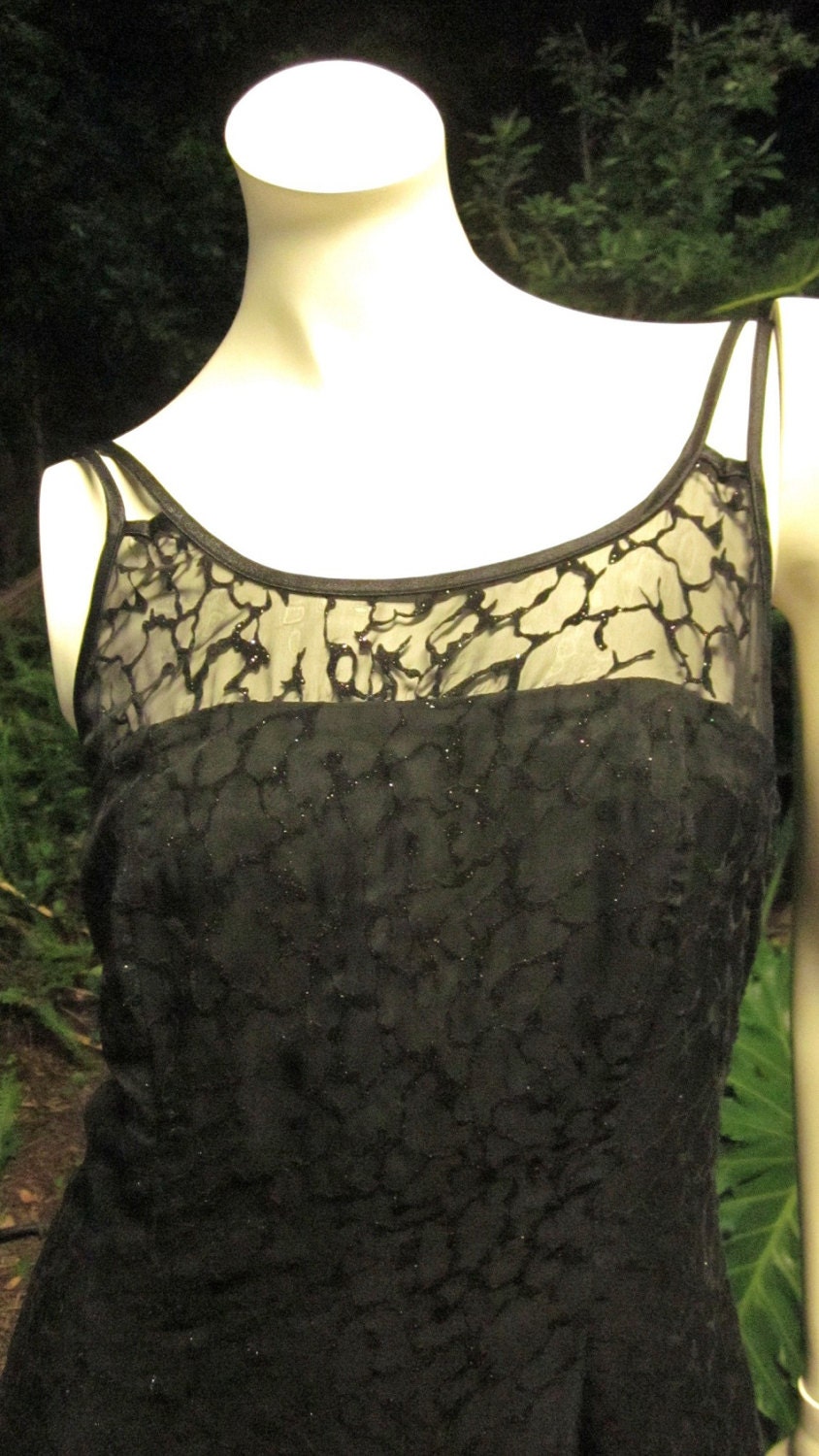 Gidgets web Beautiful Burnout Spider Lace Like Dress Black Swirl Lined Vintage Small Medium (Au10/12 or/US 6/8) 'WA Street Team'