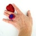 Ring  recycled plastic PET paper cork cotton wire fuchsia pink purple red strawberry crochet upcycled eco design