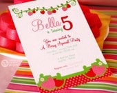 DIY PRINTABLE Invitation Card - Red Pink Berry Strawberry Birthday Party - PS803CAa1
