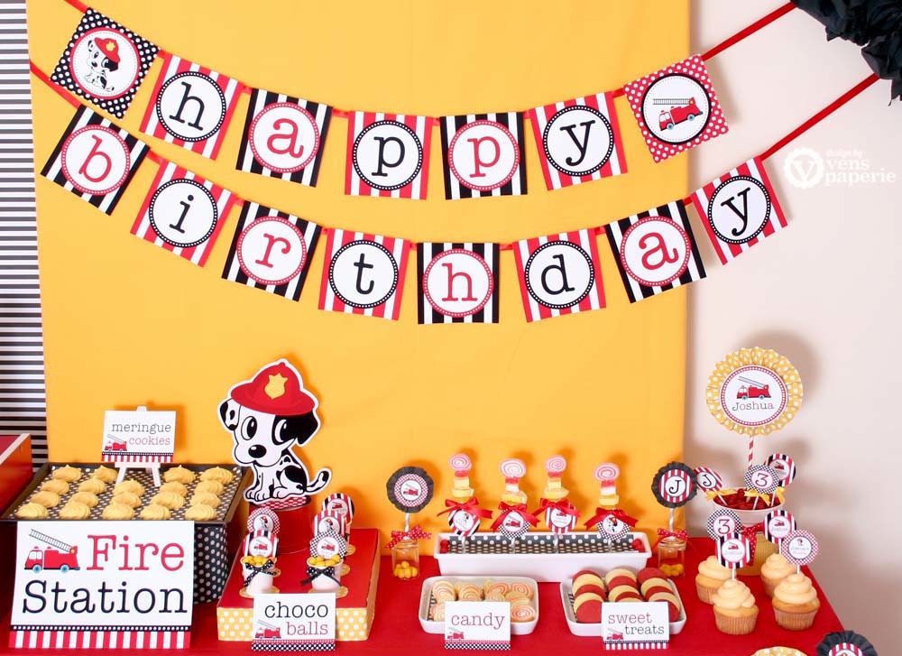 Dalmatian Firefighter Birthday Party Package Personalized MINI Collection Set  - PRINTABLE DIY - PS814CA1y