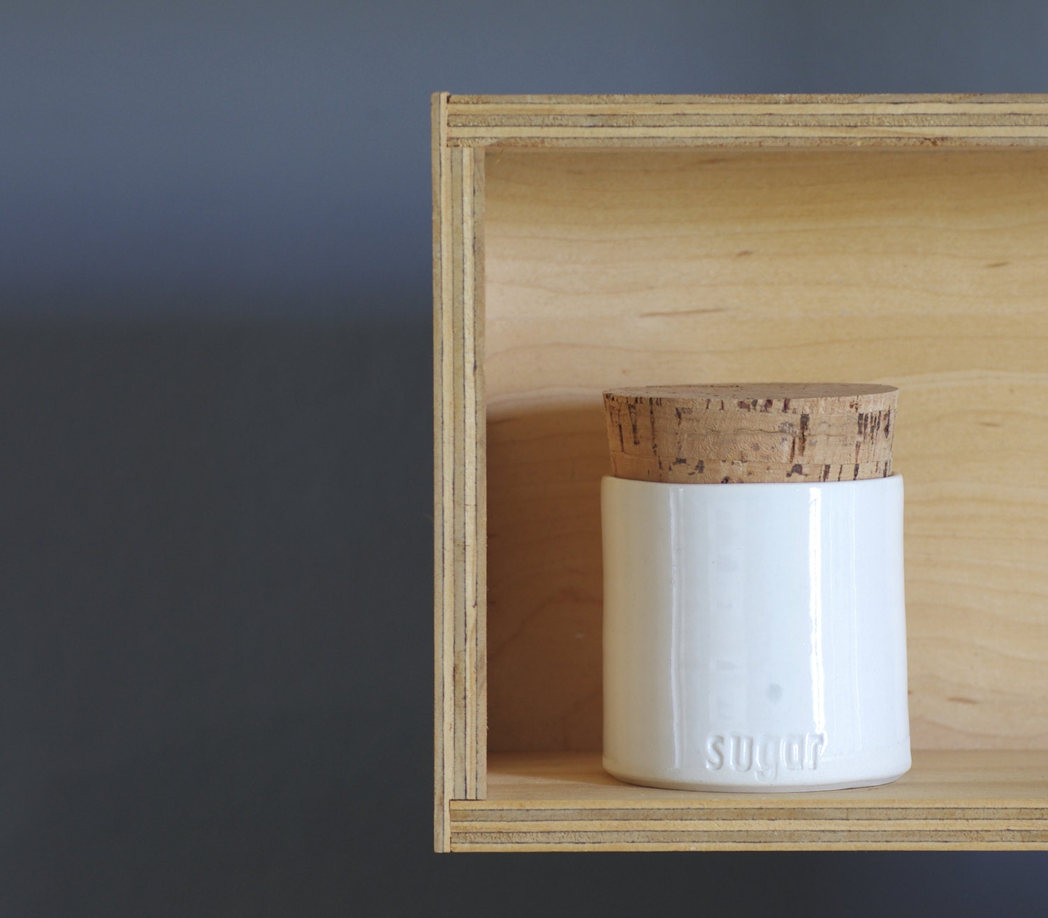 SALE corked sugar jar. modern canister. pottery jar. simple modern kitchen pottery ceramic