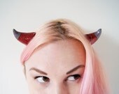 Devil Horns, Glittery Red and Gray