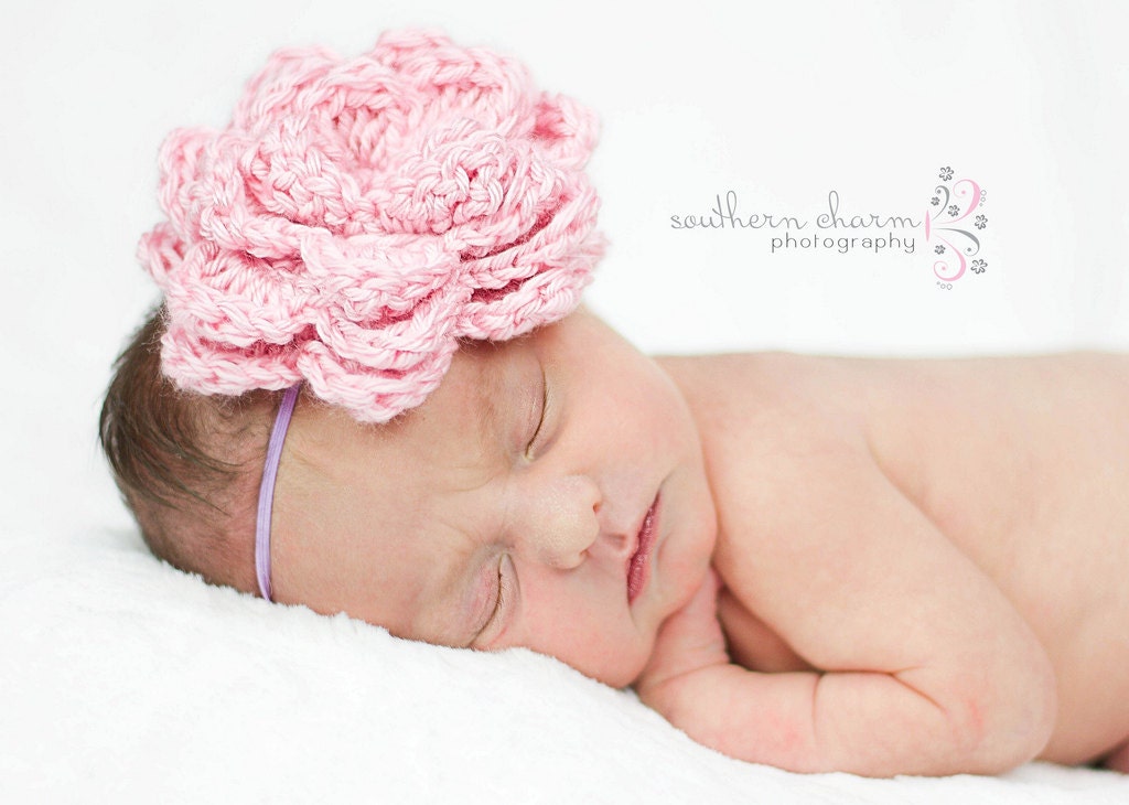 Baby girl headband Baby headband Crochet rose headband Newborn headband