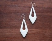 Vintage Geometric Earrings - White and Sterling Silver