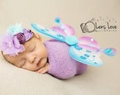 Lilac and Aqua headband, purple flower headbands, aqua headbands, baby headbands, newborn headbands, photography prop