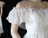 70s Dress / Wedding/ Prom / Party / Pastel / Organza / Off Shoulder