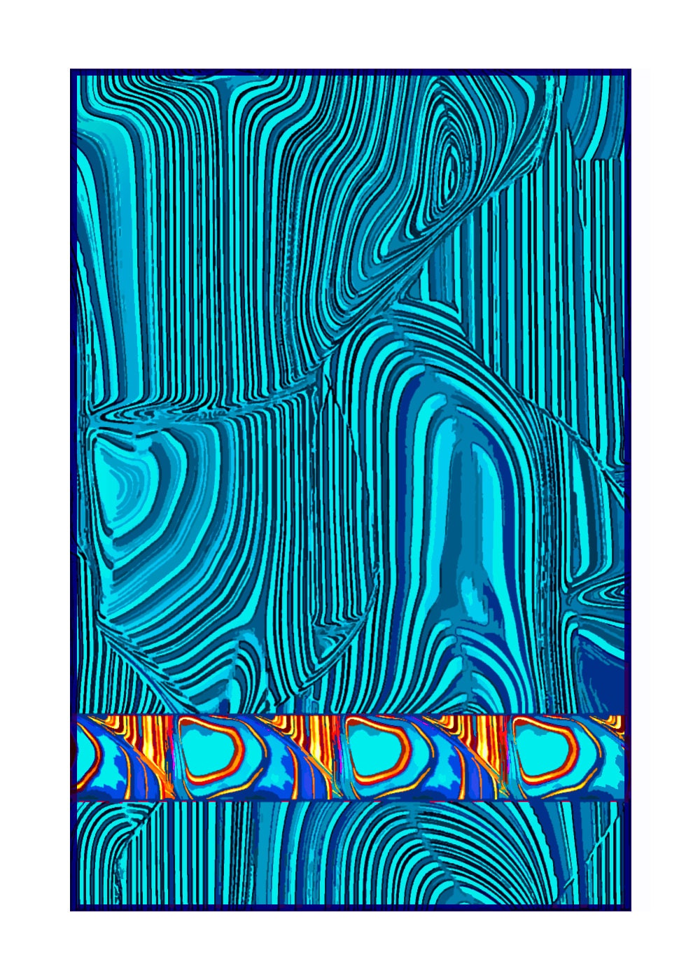 The Blue Wood Forest.  Abstract, digital painting.  My Imaginary World, Alien Wood Design. Glitch Art.  5 x 7 - Premium Matte, Art Card