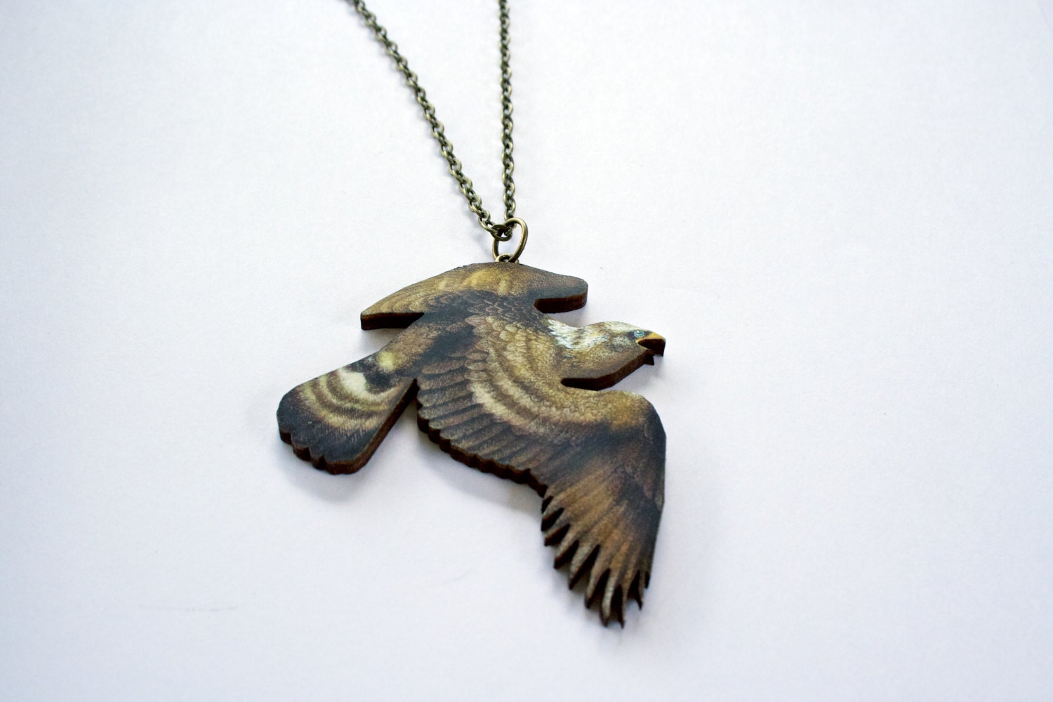 Wood Cut Eagle Necklace