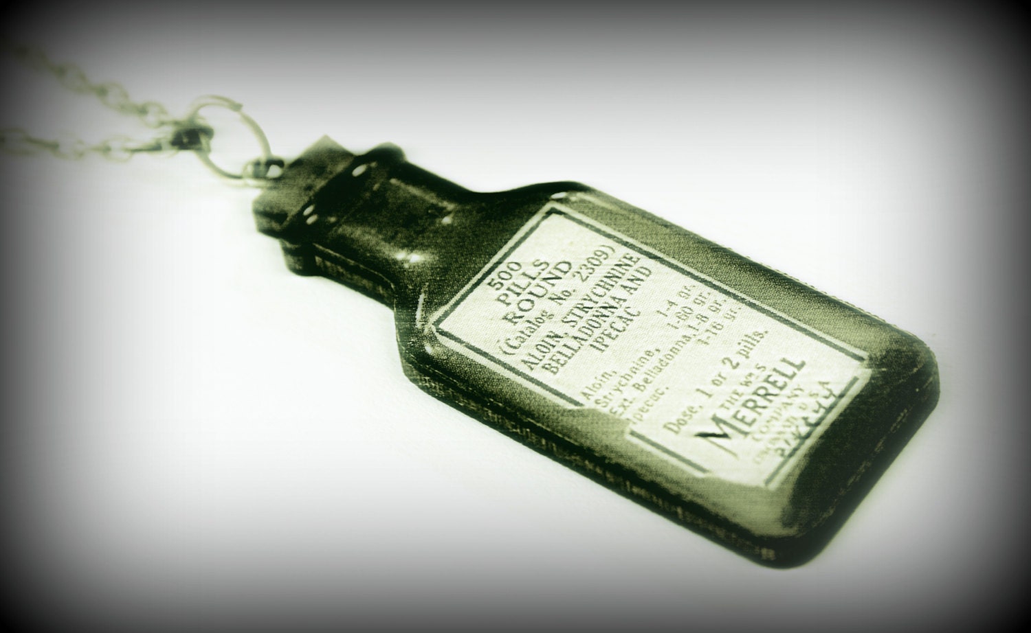 Vintage Medicine Bottle Necklace Belladonna and Ipecac Pill Bottle