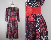 vintage MISS BESSI dress / designer / floral / cotton / tunic dress / graphic print dress