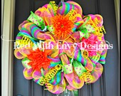 Summer Wreath, Wreath, Deco Mesh Wreath, Deco Mesh, Spring Wreath, Burlap Wreath, Burlap, Spring, Summer