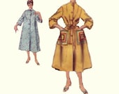 Simplicity 1950s Sewing Pattern Duster House Coat Negligee Lingerie Nightgown Bathrobe Retro Style Bust 30