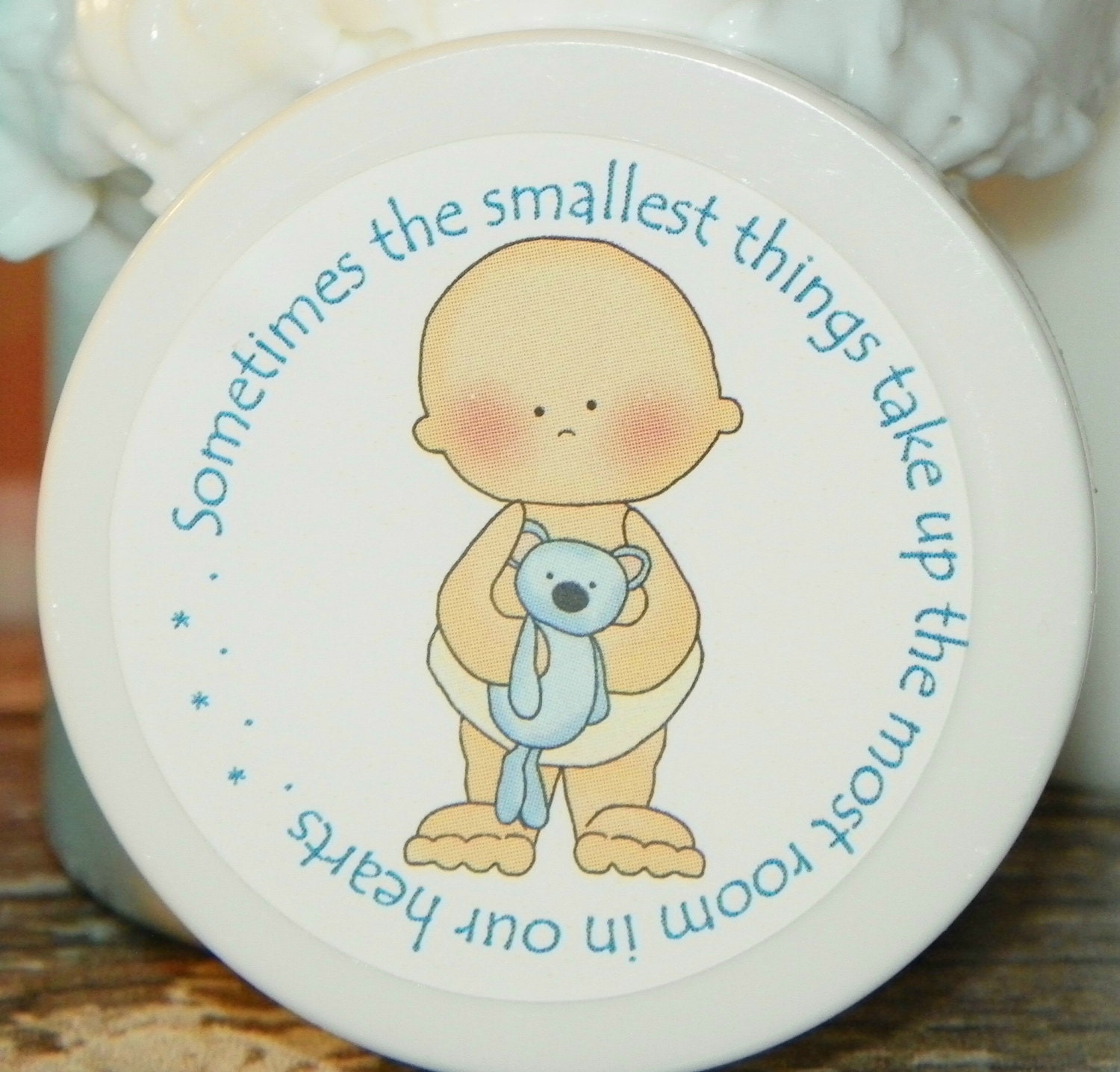 Baby Shower Favors - Personalized Whipped Body Butter (Baby Boy with Teddy)