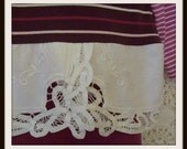 Toddler Top Pants Purple Pink Cotton Recycled Battenburg Lace 2T Upcycled OOAK