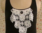 Tank Top Vintage Lace and Button Cottage Chic Boho Doily Inspirational Words Hippie Gypsy