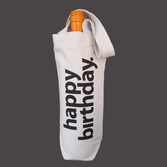 Recycled Cotton Canvas Wine Bag - Happy Birthday
