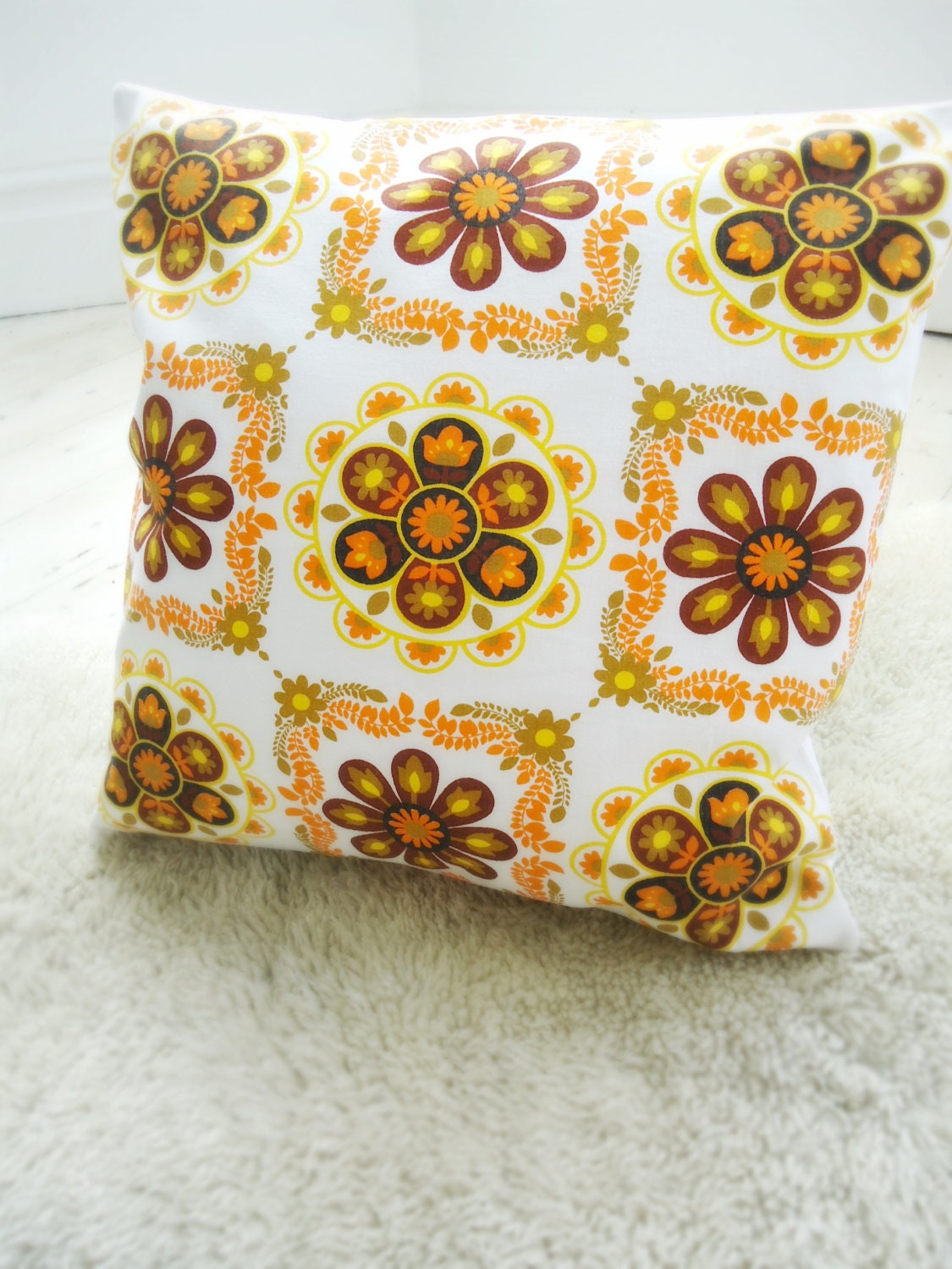 large vintage fabric scandinavian flower cushion cover
