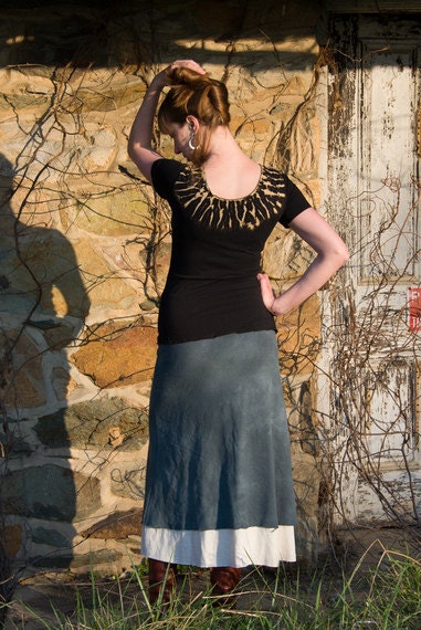 Black Shibori Yoke Tee
