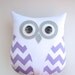 decorative pillow, lavender and white chevron owl pillow, purple and grey nursery, purple and white owl by whimsysweetwhimsy