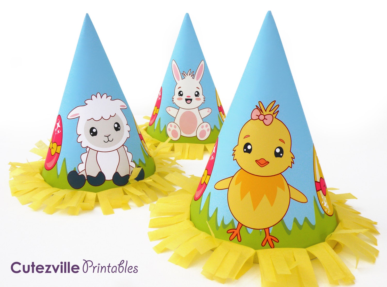 Printable Easter Party Hats PDF - INSTANT DOWNLOAD