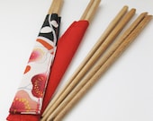 Eco Chopstick Gift Set - two pairs hand made salvaged wood chopsticks with hand made vintage kimono fabric scrap sleeves