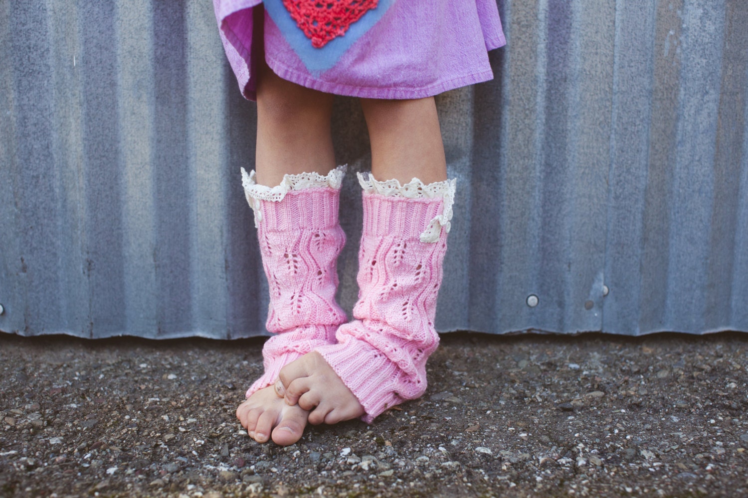 Little Girl's Lace Knitted PINK Leg Warmers with Crochet Trim Buttons Baby LegWarmers Boot Socks for Little Girls Photoshoot Props