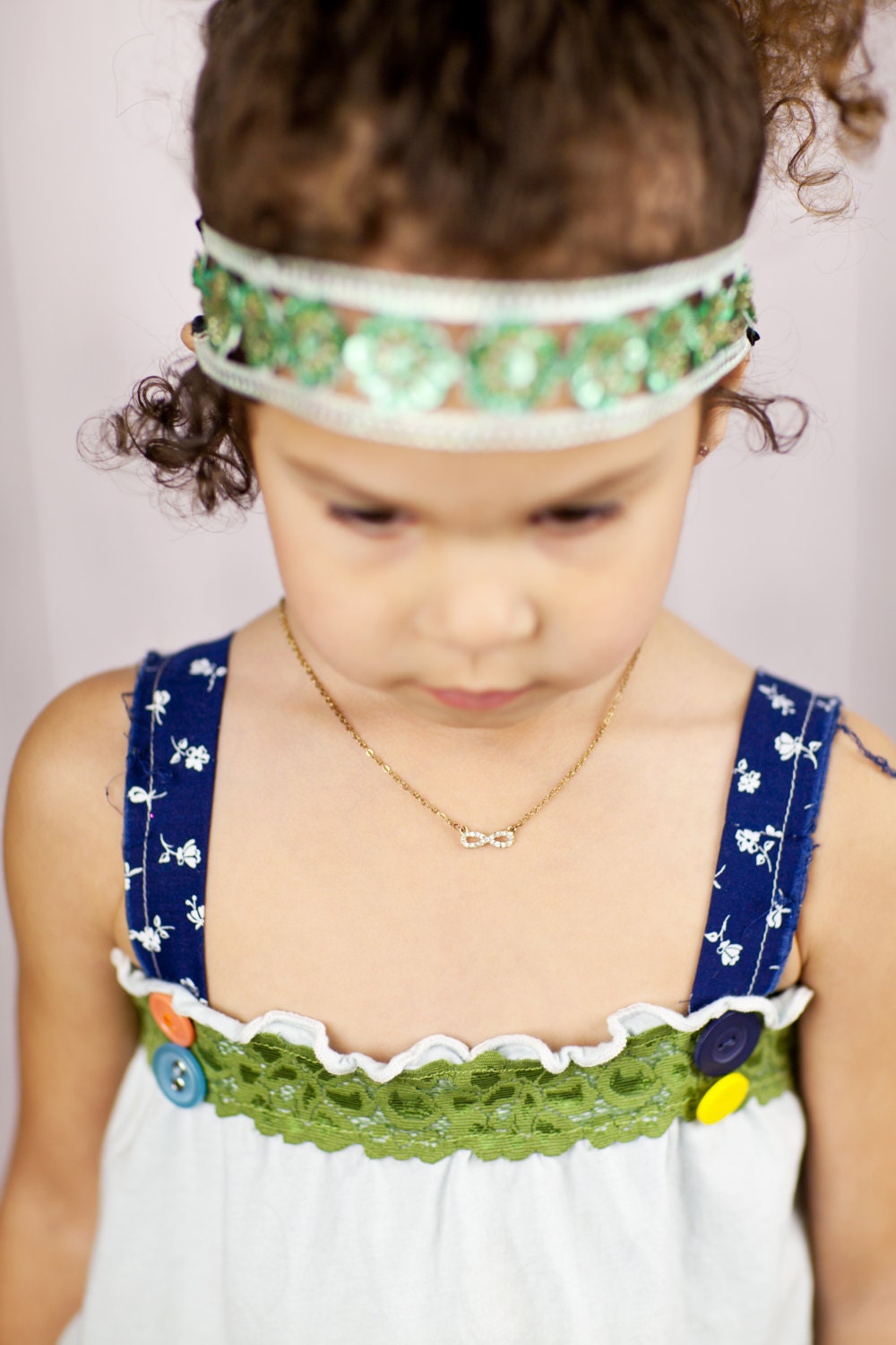 TIny Infinity Charm Necklace for Little Girls in Gold with Crystal Rhinestone