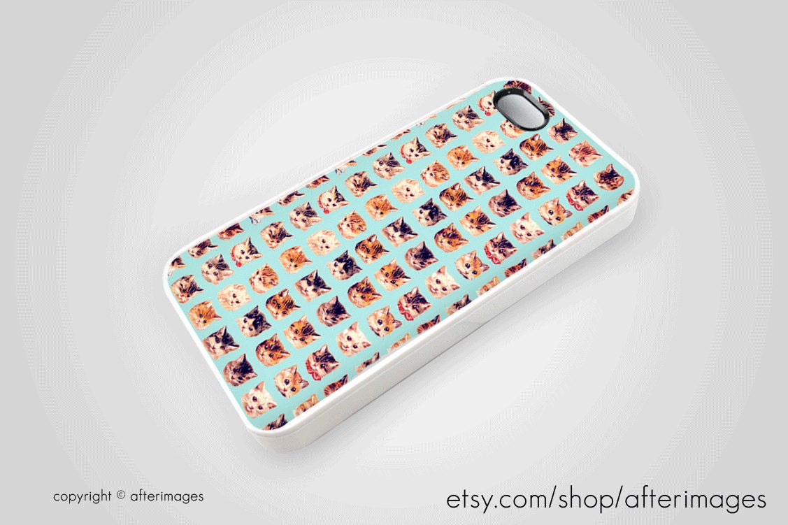 Cat iPhone 5 4 4S Case iPhone 4 New Print Pattern Blue Kitten Cute Kawaii Silicone