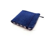 Mens Billfold Denim Wallet in Plaid Blue, zipper bifold wallet, mod wallet, hipster bilfold wallet, gifts for him, mens accessories