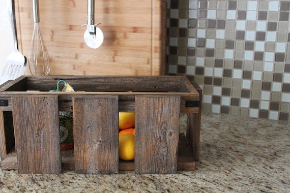 Rustic Modern Industrial Reclaimed Wood Crate Box Caddy - Magazine Box - Home Decor