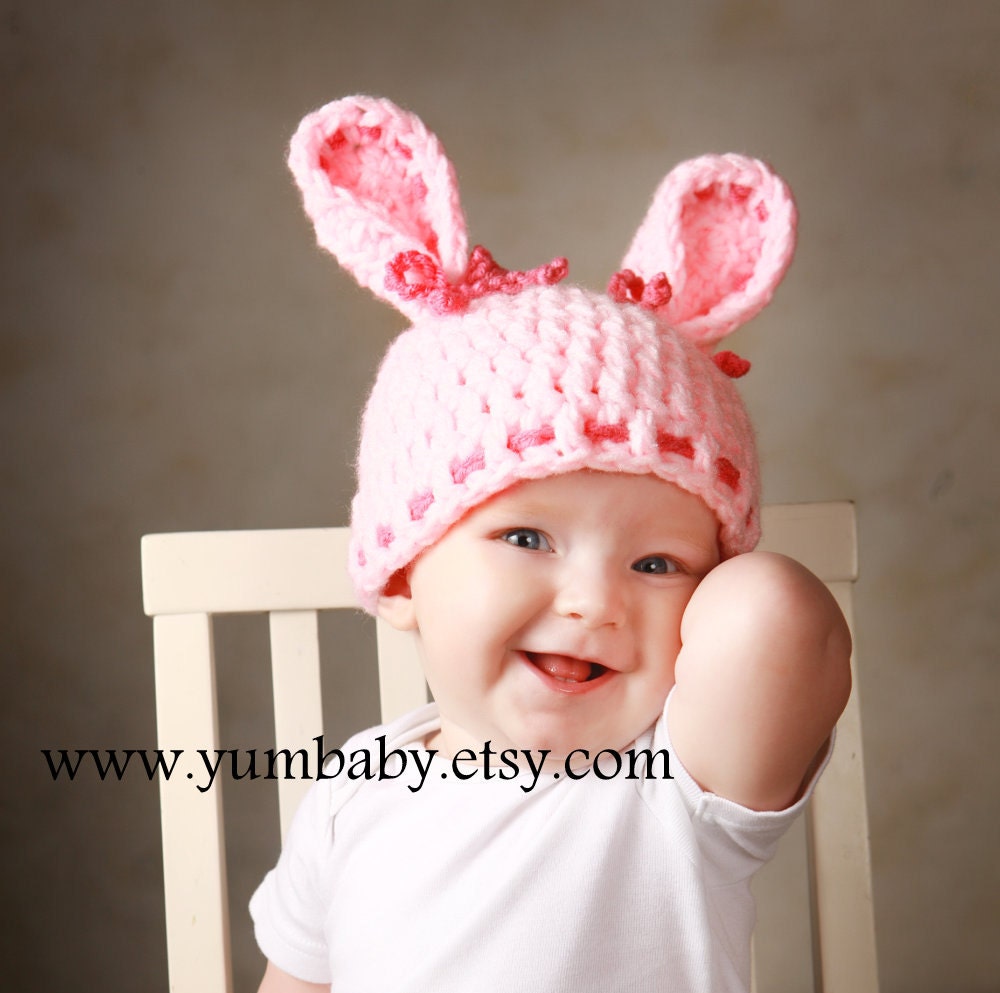 Baby Hats Bunny Cap Winter Beanie Christmas Gift Ideas Holiday Stocking Stuffers Handmade Rabbit Hat Photo Props Pink Bunny Ears Hat Fashion