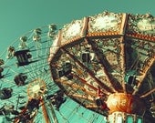 Carnival photography, carousel Photography, ferris wheel photography, Nursery art, Nursery Decor, nursery prints, turquoise, print