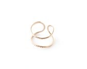 NEW Gold Double Band Cuff Ring / 14k gold fill adjustable curved ring, hammered lines & open design / everyday minimal jewelry