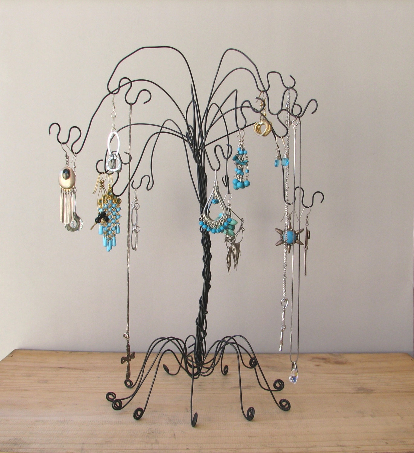 Black Wire Jewelry Tree Stand , Earring, Rings,Bracelets, Organizer, Display