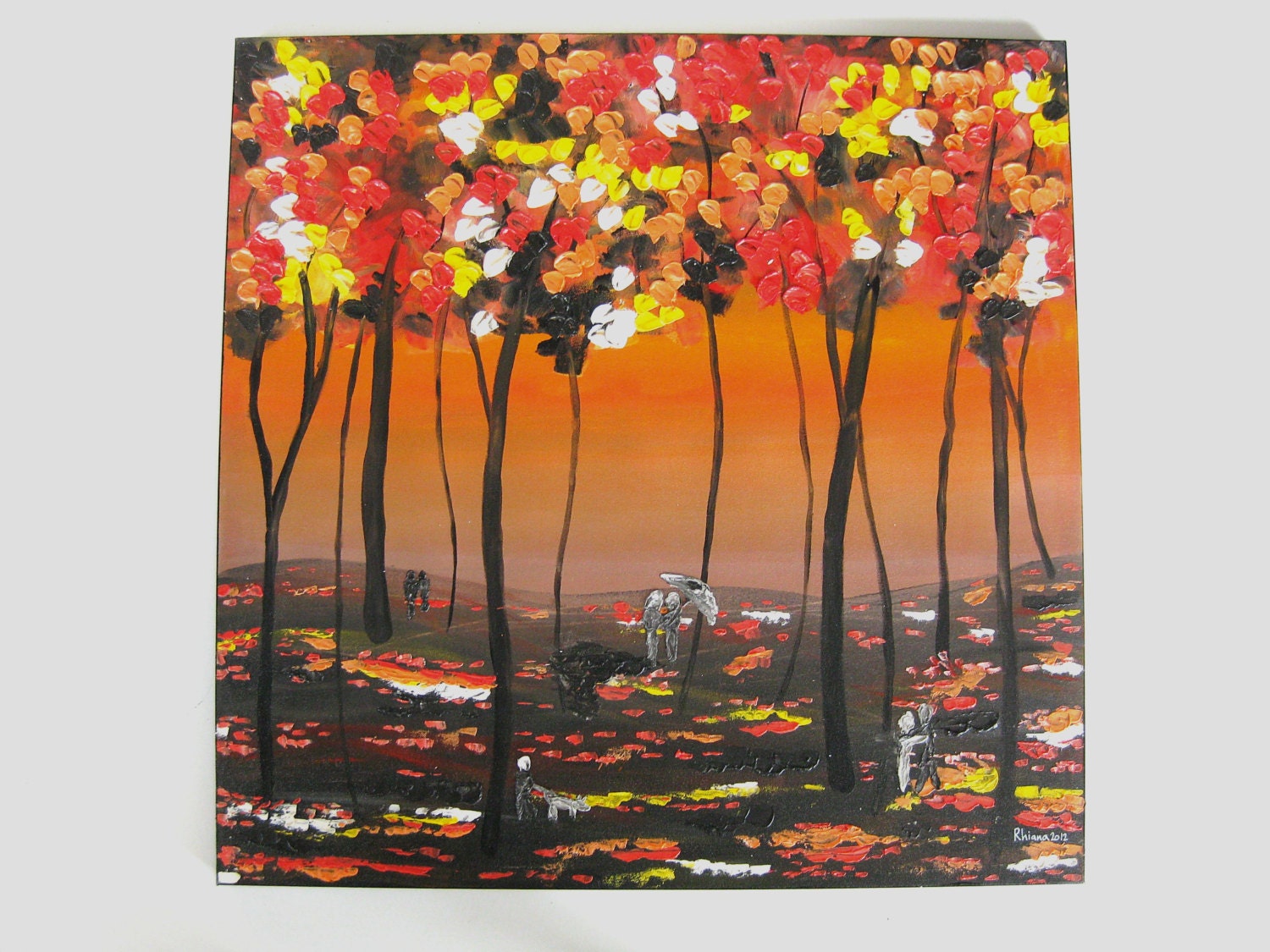 original painting impasto forest park acrylic impasto abstract art