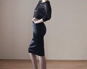 Black wet look snakeskin skirt