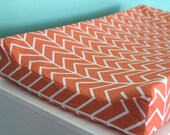 coral chevron contoured changing pad cover
