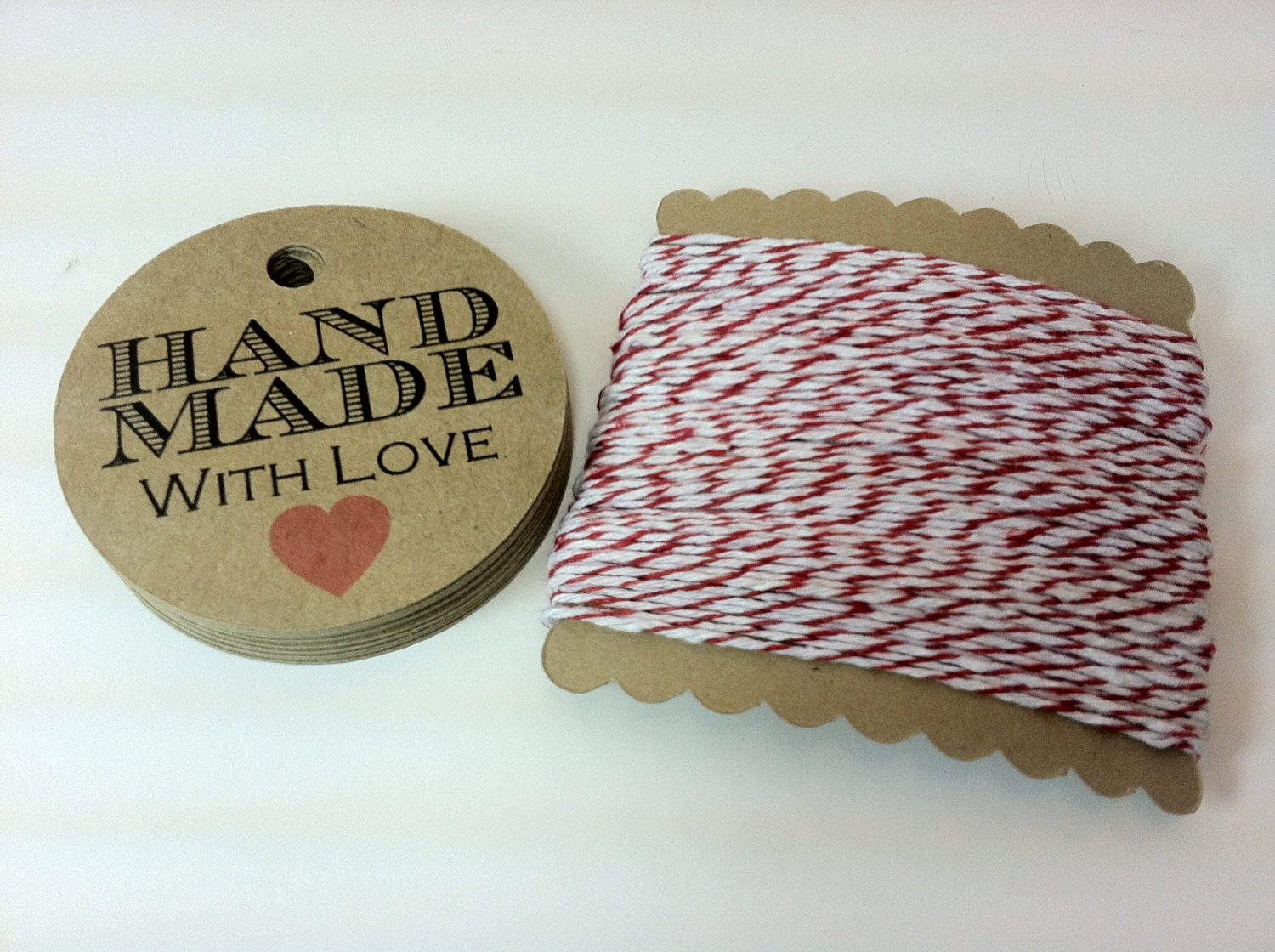50 2" Handmade With Love Tags, Party Favors, Handmade Items, Gifts, Baked Goods, Canned Goods
