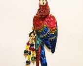 Vintage Lunch at The Ritz Macaw Masquerade Brooch Pendant