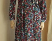 60s 70s Miss Elaine floral full length maxi robe housecoat wrap around Bust 38"